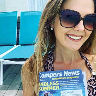 Jessica on holiday following her £10,000 win in a Weetabix recipe competition